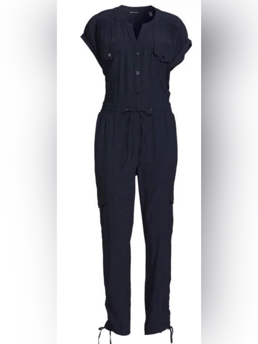 Elie Tahari Navy Utility Jumpsuit with Drawstring Waist
